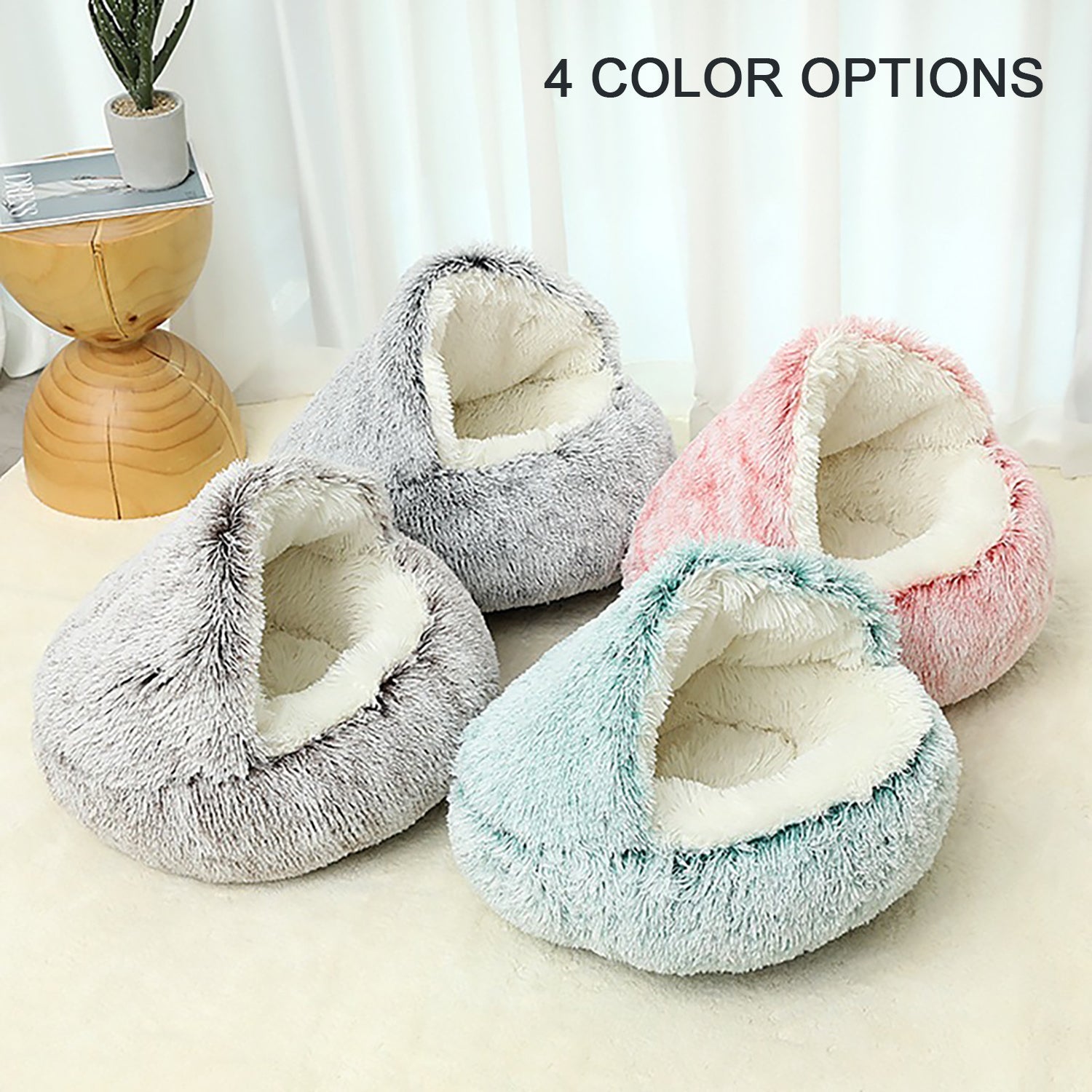 Luxurious Plush Round Cat Bed Cat Bed Round Soft Plush Burrowing Cave Hooded Cat Bed Donut For Dogs Cats - Semi - Enclosed For Cozy Warmth, Easy - Clean Durable Design, Ideal For Winter Comfort | Dog Toy from Globorislux